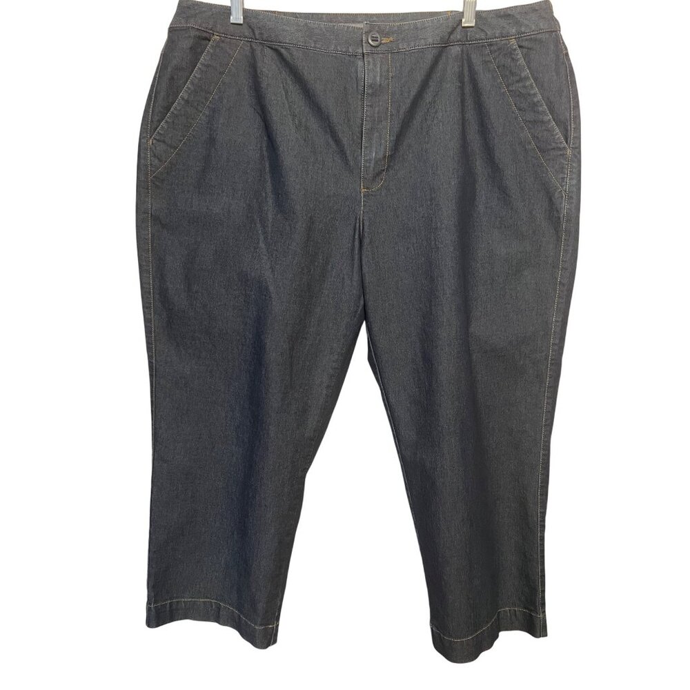 Liz Claiborne Audra 20W Dark Blue Denim Straight Leg Pants Comfortable Quality - Picture 8 of 16